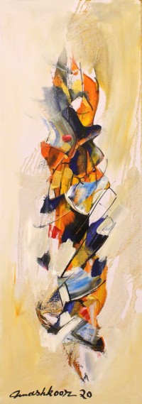 Mashkoor Raza, 12 x 36 Inch, Oil on Canvas, Abstract Painting, AC-MR-485